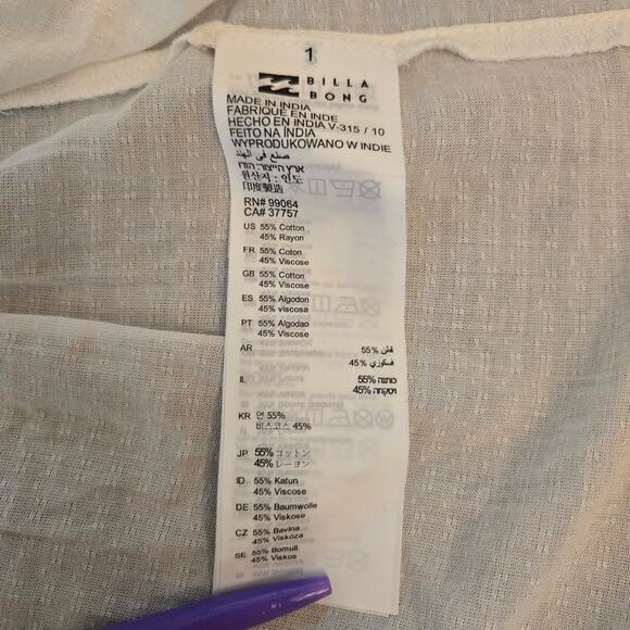 NWT Billabong x The Salty Blonde Women's Wander Lust Beach Cover Up Size M - Picture 9 of 11